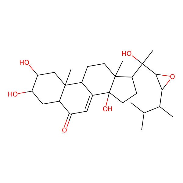 2D Structure of 2,3,14-trihydroxy-17-[1-hydroxy-1-[3-(3-methylbutan-2-yl)oxiran-2-yl]ethyl]-10,13-dimethyl-2,3,4,5,9,11,12,15,16,17-decahydro-1H-cyclopenta[a]phenanthren-6-one