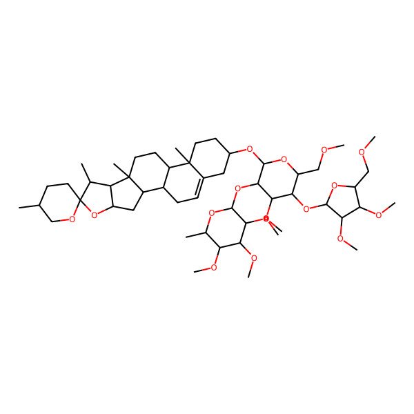 2D Structure of (1S,2S,4S,5'R,6R,7S,8R,9S,12S,13R,16S)-16-[(2R,3R,4S,5R,6R)-5-[(2S,3R,4R,5S)-3,4-dimethoxy-5-(methoxymethyl)oxolan-2-yl]oxy-4-methoxy-6-(methoxymethyl)-3-[(2S,3R,4R,5S,6S)-3,4,5-trimethoxy-6-methyloxan-2-yl]oxyoxan-2-yl]oxy-5',7,9,13-tetramethylspiro[5-oxapentacyclo[10.8.0.02,9.04,8.013,18]icos-18-ene-6,2'-oxane]