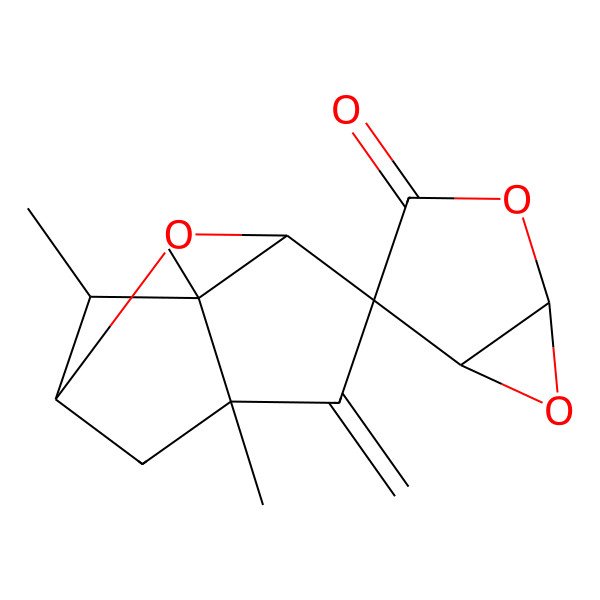 2D Structure of (1R,1'S,3'S,4S,5S,6'S,7'S,8'S)-6',7',8'-trimethyl-5'-methylidenespiro[2,6-dioxabicyclo[3.1.0]hexane-4,4'-2-oxatricyclo[4.2.1.03,7]nonane]-3-one