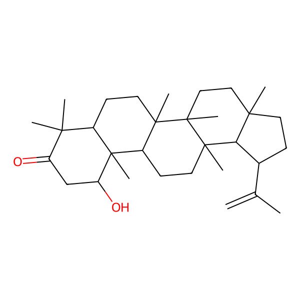 2D Structure of 11-Hydroxy-3a,5a,5b,8,8,11a,13a-heptamethyl-1-prop-1-en-2-yl-1,2,3,4,5,6,7,7a,10,11,11b,12,13,13b-tetradecahydrocyclopenta[a]chrysen-9-one