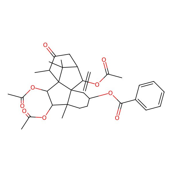 2D Structure of [(1R,2R,3R,4R,7S,9R,10R,11R,14S)-2,3,10-triacetyloxy-4,14,15,15-tetramethyl-8-methylidene-13-oxo-7-tetracyclo[9.3.1.01,9.04,9]pentadecanyl] benzoate