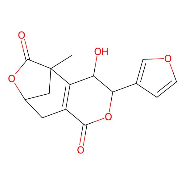 2D Structure of (3S)-3beta-(3-Furyl)-4alpha-hydroxy-7alpha,5alpha-(epoxymethano)-5-methyl-3,4,5,6,7,8-hexahydro-1H-2-benzopyran-1,10-dione