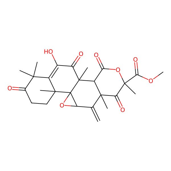 2D Structure of Methyl 13-hydroxy-5,7,11,15,15,19-hexamethyl-4-methylidene-6,9,12,16-tetraoxo-2,8-dioxapentacyclo[9.8.0.01,3.05,10.014,19]nonadec-13-ene-7-carboxylate