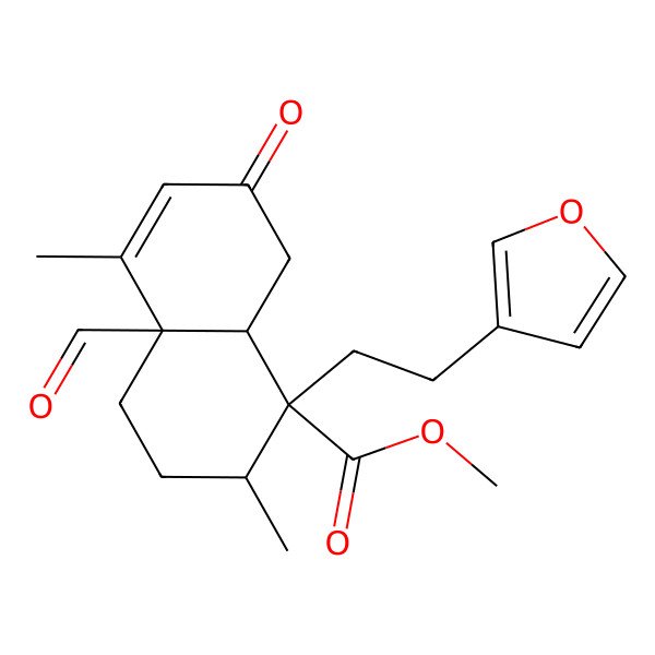 2D Structure of methyl 4a-formyl-1-[2-(furan-3-yl)ethyl]-2,5-dimethyl-7-oxo-3,4,8,8a-tetrahydro-2H-naphthalene-1-carboxylate