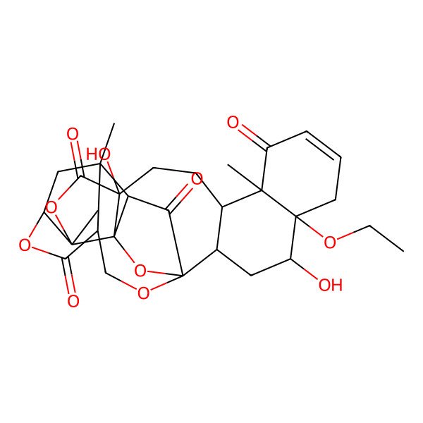 2D Structure of (1R,2S,5R,8S,9R,14R,15R,17R,18R,21S,24R,26S,27S)-14-ethoxy-5,15-dihydroxy-2,9,26-trimethyl-3,19,23,28-tetraoxaoctacyclo[16.9.1.118,27.01,5.02,24.08,17.09,14.021,26]nonacos-11-ene-4,10,22,29-tetrone