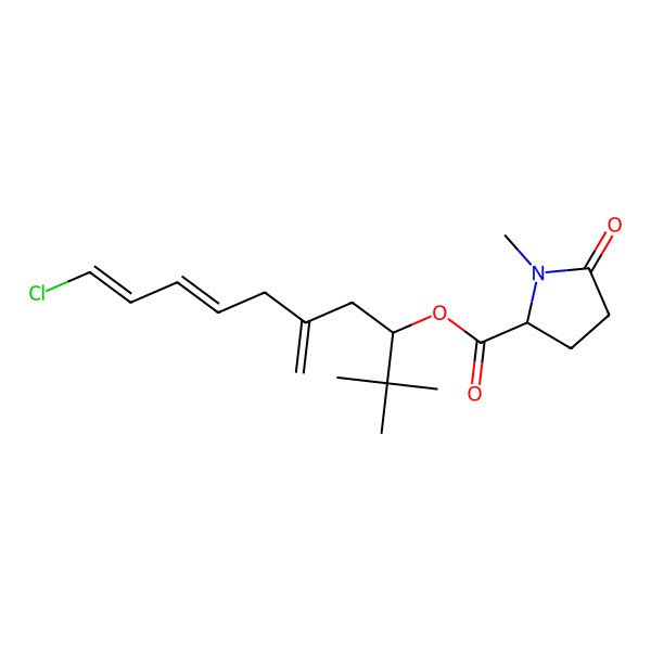 2D Structure of [(3R,7E,9E)-10-chloro-2,2-dimethyl-5-methylidenedeca-7,9-dien-3-yl] (2S)-1-methyl-5-oxopyrrolidine-2-carboxylate
