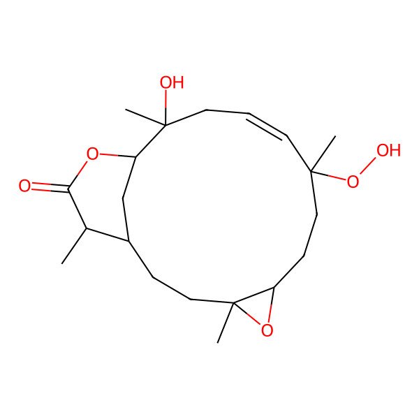 2D Structure of (1R,4S,6S,9R,10Z,13S,14R,17S)-9-hydroperoxy-13-hydroxy-4,9,13,17-tetramethyl-5,15-dioxatricyclo[12.3.1.04,6]octadec-10-en-16-one