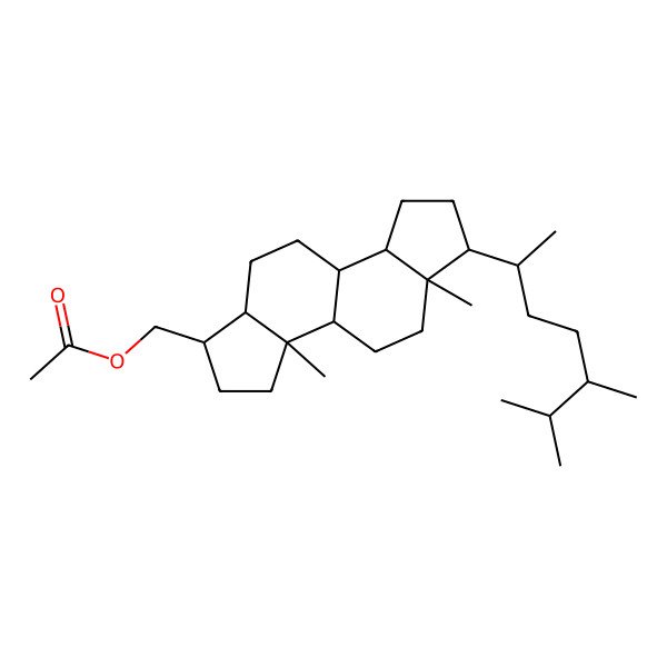 2D Structure of [6-(5,6-Dimethylheptan-2-yl)-3a,5a-dimethyl-1,2,3,3b,4,5,6,7,8,8a,8b,9,10,10a-tetradecahydroindeno[5,4-e]inden-1-yl]methyl acetate