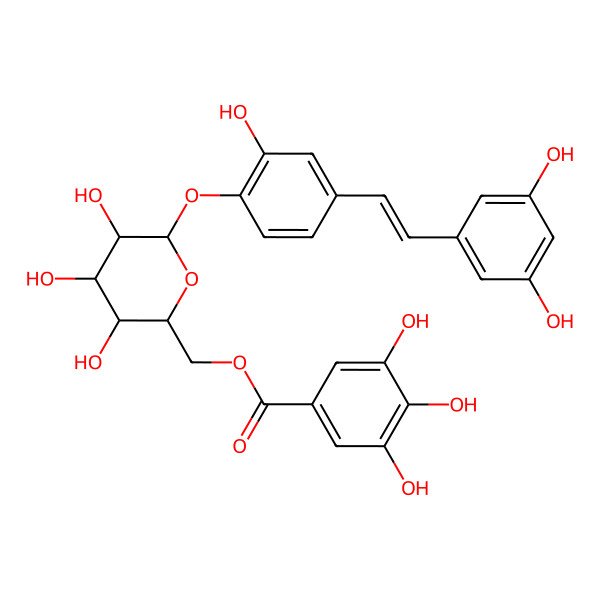 2D Structure of piceatannol 4'-O-beta-D-(6''-O-gallate)-glucoside