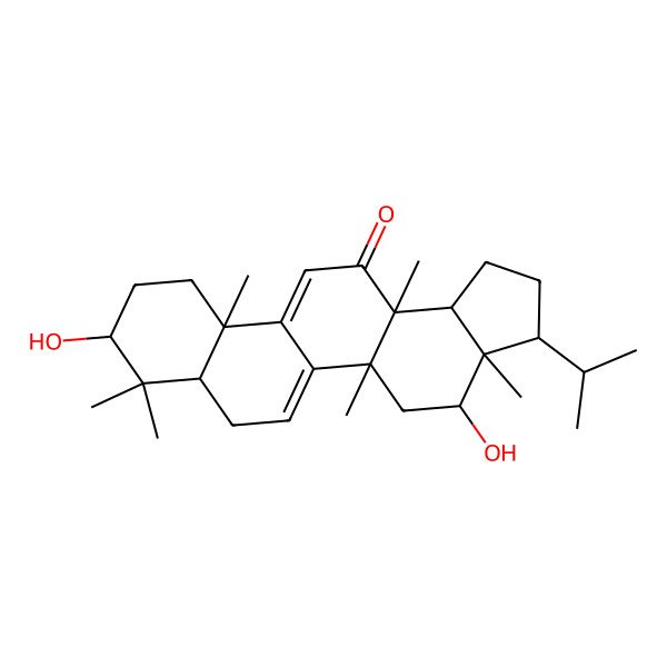 2D Structure of (3R,3aR,4R,5aR,7aR,9R,11aS,13aS,13bR)-4,9-dihydroxy-3a,5a,8,8,11a,13a-hexamethyl-3-propan-2-yl-2,3,4,5,7,7a,9,10,11,13b-decahydro-1H-cyclopenta[a]chrysen-13-one