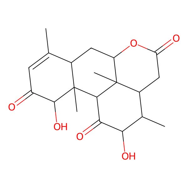 2D Structure of 3,15-Dihydroxy-2,6,14,17-tetramethyl-10-oxatetracyclo[7.7.1.02,7.013,17]heptadec-5-ene-4,11,16-trione