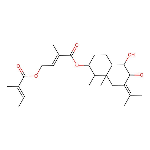 2D Structure of [(1R,2R,4aR,5S,8aR)-5-hydroxy-1,8a-dimethyl-6-oxo-7-propan-2-ylidene-2,3,4,4a,5,8-hexahydro-1H-naphthalen-2-yl] (Z)-2-methyl-4-[(Z)-2-methylbut-2-enoyl]oxybut-2-enoate