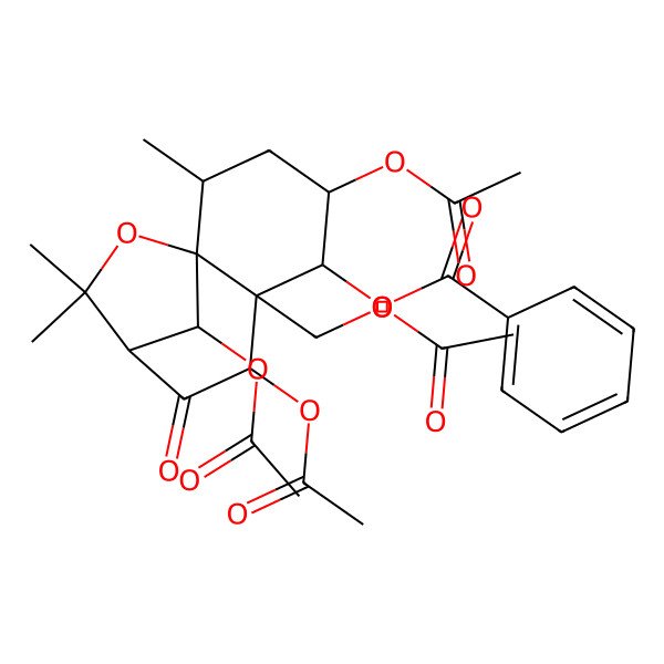 2D Structure of [4,7,12-Triacetyloxy-6-(acetyloxymethyl)-2,10,10-trimethyl-8-oxo-11-oxatricyclo[7.2.1.01,6]dodecan-5-yl] benzoate