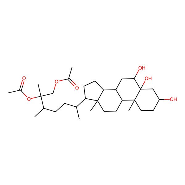 2D Structure of [2-Acetyloxy-2,3-dimethyl-6-(3,5,6-trihydroxy-10,13-dimethyl-1,2,3,4,6,7,8,9,11,12,14,15,16,17-tetradecahydrocyclopenta[a]phenanthren-17-yl)heptyl] acetate
