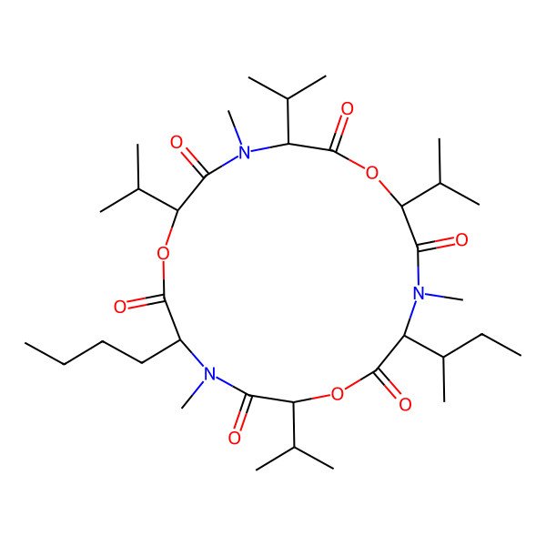 2D Structure of (3S,6R,9S,12R,15S,18R)-3-butyl-6,12,15,18-tetraisopropyl-4,10,16-trimethyl-9-sec-butyl-1,7,13-trioxa-4,10,16-triazacyclooctadecane-2,5,8,11,14,17-hexone