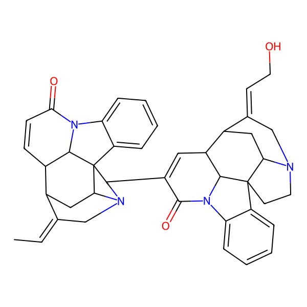 2D Structure of (1R,12S,13R,14E,19S,21S)-10-[(1R,12S,13R,14E,17R,19S,21S)-14-ethylidene-9-oxo-8,16-diazahexacyclo[11.5.2.11,8.02,7.016,19.012,21]henicosa-2,4,6,10-tetraen-17-yl]-14-(2-hydroxyethylidene)-8,16-diazahexacyclo[11.5.2.11,8.02,7.016,19.012,21]henicosa-2,4,6,10-tetraen-9-one
