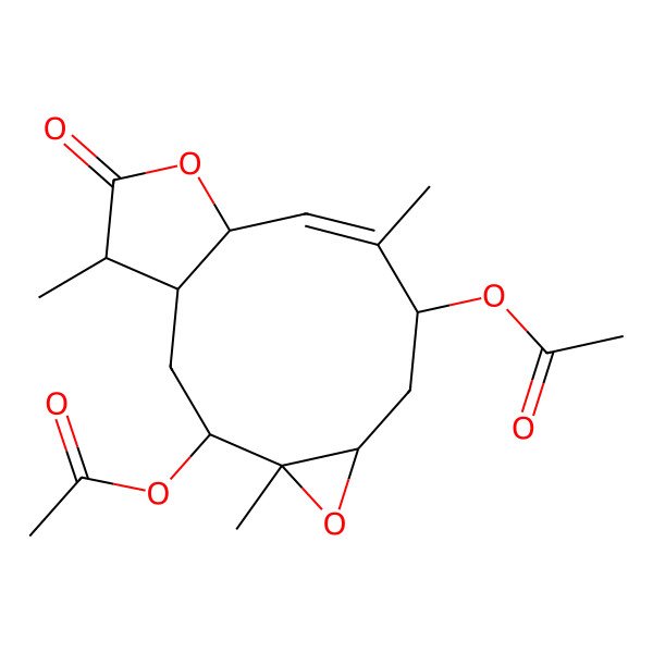 2D Structure of [(1S,3S,4R,6S,8S,9E,11S,14R)-3-acetyloxy-4,9,14-trimethyl-13-oxo-5,12-dioxatricyclo[9.3.0.04,6]tetradec-9-en-8-yl] acetate