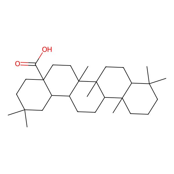 2D Structure of 2,2,6a,6b,9,9,12a-Heptamethyl-1,3,4,5,6,6a,7,8,8a,10,11,12,13,14,14a,14b-hexadecahydropicene-4a-carboxylic acid 2D Structure of 2,2,6a,6b,9,9,12a-Heptamethyl-1,3,4,5,6,6a,7,8,8a,10,11,12,13,14,14a,14b-hexadecahydropicene-4a-carboxylic acid