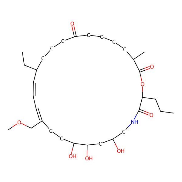 2D Structure of (2S,6S,8S,9R,12Z,14E,16R,25S)-16-ethyl-6,8,9-trihydroxy-12-(methoxymethyl)-25-methyl-2-propyl-1-oxa-4-azacyclohexacosa-12,14-diene-3,20,26-trione