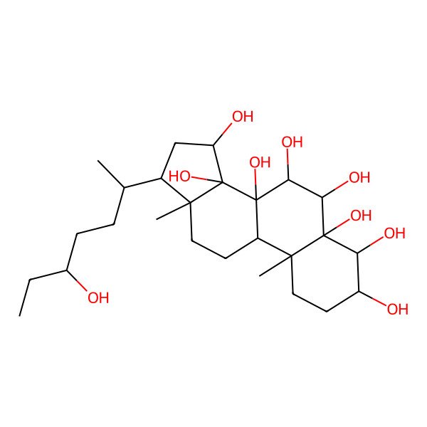 2D Structure of (3S,4S,5S,6S,7S,8R,9R,10R,13R,14R,15S,17R)-17-[(2R,5R)-5-hydroxyheptan-2-yl]-10,13-dimethyl-1,2,3,4,6,7,9,11,12,15,16,17-dodecahydrocyclopenta[a]phenanthrene-3,4,5,6,7,8,14,15-octol