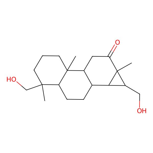 2D Structure of (1S,1aS,1bR,3aR,4S,7aR,7bS,9aS)-1,4-bis(hydroxymethyl)-4,7a,9a-trimethyl-1a,1b,2,3,3a,5,6,7,7b,8-decahydro-1H-cyclopropa[a]phenanthren-9-one