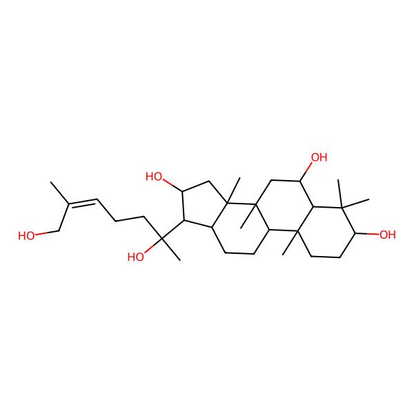 2D Structure of (3S,5R,6S,8R,9R,10R,13R,14R,16R,17R)-17-[(Z,2S)-2,7-dihydroxy-6-methylhept-5-en-2-yl]-4,4,8,10,14-pentamethyl-2,3,5,6,7,9,11,12,13,15,16,17-dodecahydro-1H-cyclopenta[a]phenanthrene-3,6,16-triol