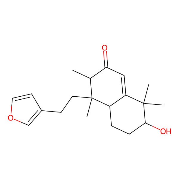 2D Structure of (3R,4S,4aS,7R)-4-[2-(furan-3-yl)ethyl]-7-hydroxy-3,4,8,8-tetramethyl-4a,5,6,7-tetrahydro-3H-naphthalen-2-one