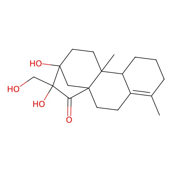 2D Structure of (1R,9R,10R,13S,14S)-13,14-dihydroxy-14-(hydroxymethyl)-5,10-dimethyltetracyclo[11.2.1.01,10.04,9]hexadec-4-en-15-one