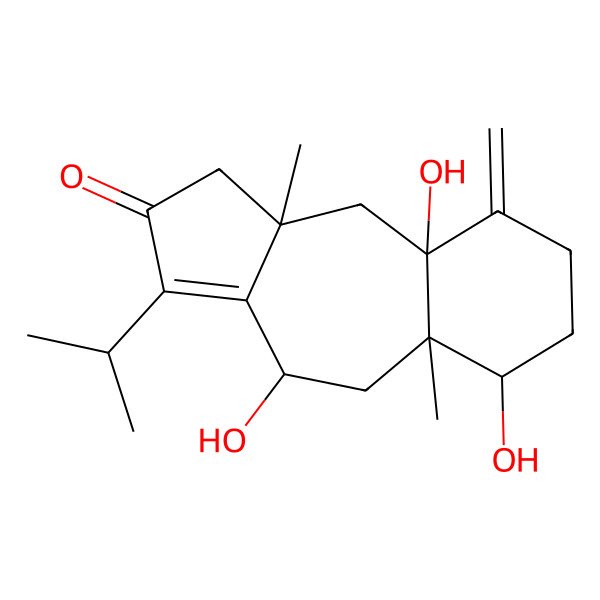 2D Structure of (4R,5aR,6R,9aS,10aS)-4,6,9a-trihydroxy-5a,10a-dimethyl-9-methylidene-3-propan-2-yl-4,5,6,7,8,10-hexahydro-1H-benzo[f]azulen-2-one