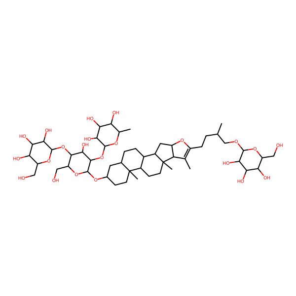 2D Structure of (2S,3R,4R,5R,6S)-2-[(2R,3R,4S,5R,6R)-4-hydroxy-6-(hydroxymethyl)-5-[(2S,3R,4S,5S,6R)-3,4,5-trihydroxy-6-(hydroxymethyl)oxan-2-yl]oxy-2-[[(1R,2S,4S,8S,9S,12S,13S,16S,18S)-7,9,13-trimethyl-6-[(3S)-3-methyl-4-[(2S,3R,4S,5S,6R)-3,4,5-trihydroxy-6-(hydroxymethyl)oxan-2-yl]oxybutyl]-5-oxapentacyclo[10.8.0.02,9.04,8.013,18]icos-6-en-16-yl]oxy]oxan-3-yl]oxy-6-methyloxane-3,4,5-triol