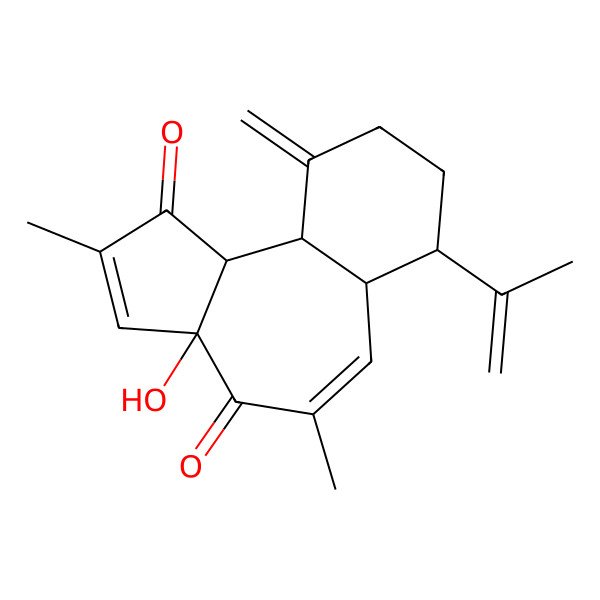 2D Structure of 3a-Hydroxy-2,5-dimethyl-10-methylidene-7-prop-1-en-2-yl-6a,7,8,9,10a,10b-hexahydrobenzo[h]azulene-1,4-dione