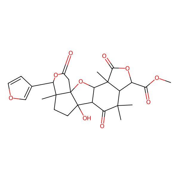 2D Structure of methyl (1R,3S,4R,7R,8S,11S,12S,15S,16S)-16-(furan-3-yl)-12-hydroxy-4,9,9,15-tetramethyl-5,10,18-trioxo-2,6,17-trioxapentacyclo[10.7.0.01,15.03,11.04,8]nonadecane-7-carboxylate