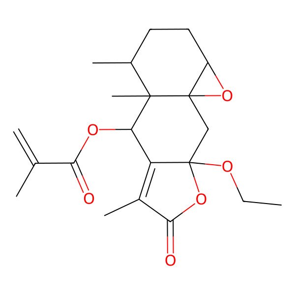 2D Structure of [(1R,3R,8R,9R,10R,13S)-3-ethoxy-6,9,10-trimethyl-5-oxo-4,14-dioxatetracyclo[7.5.0.01,13.03,7]tetradec-6-en-8-yl] 2-methylprop-2-enoate