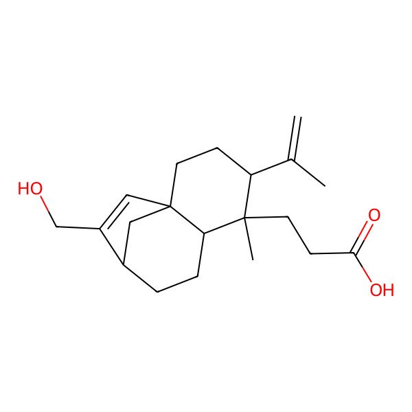 2D Structure of 3-[(1S,4R,5R,6S,9R)-10-(hydroxymethyl)-5-methyl-4-prop-1-en-2-yl-5-tricyclo[7.2.1.01,6]dodec-10-enyl]propanoic acid