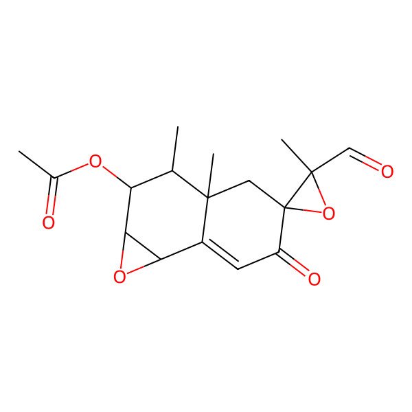 2D Structure of (3'-formyl-3,3',3a-trimethyl-6-oxospiro[2,3,4,7b-tetrahydro-1aH-naphtho[1,2-b]oxirene-5,2'-oxirane]-2-yl) acetate