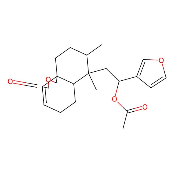 2D Structure of 1H-Naphtho[1,8a-c]furan-3(5H)-one, 7-[2-(acetyloxy)-2-(3-furanyl)ethyl]-6,6a,7,8,9,10-hexahydro-7,8-dimethyl-