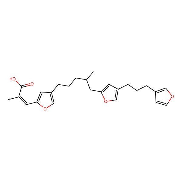 2D Structure of (E)-3-[4-[5-[4-[3-(furan-3-yl)propyl]furan-2-yl]-4-methylpentyl]furan-2-yl]-2-methylprop-2-enoic acid