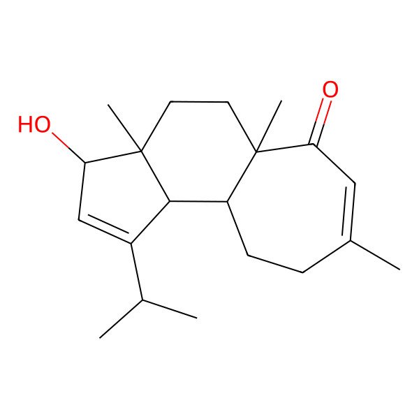 2D Structure of (3S,3aS,5aR,10aR,10bS)-3-hydroxy-3a,5a,8-trimethyl-1-propan-2-yl-4,5,9,10,10a,10b-hexahydro-3H-cyclohepta[e]inden-6-one