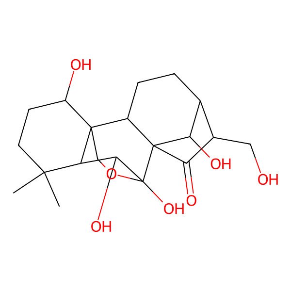 2D Structure of (1S,2S,5S,6S,8R,9S,10S,11R,15S,18R)-9,10,15,18-tetrahydroxy-6-(hydroxymethyl)-12,12-dimethyl-17-oxapentacyclo[7.6.2.15,8.01,11.02,8]octadecan-7-one