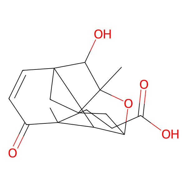 2D Structure of NCGC00384937-01_C17H22O5_3-(12-Hydroxy-5,9-dimethyl-4-oxo-8-oxatetracyclo[7.2.1.1~7,10~.0~1,6~]tridec-2-en-5-yl)propanoic acid