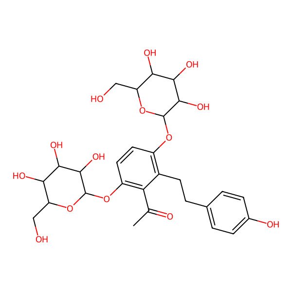 2D Structure of 1-[2-[2-(4-hydroxyphenyl)ethyl]-3,6-bis[[(2S,3R,4S,5S,6R)-3,4,5-trihydroxy-6-(hydroxymethyl)oxan-2-yl]oxy]phenyl]ethanone