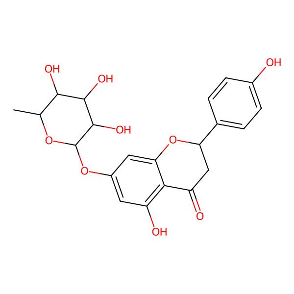 2D Structure of (2S)-5-hydroxy-2-(4-hydroxyphenyl)-7-[(2S,3R,4R,5R,6S)-3,4,5-trihydroxy-6-methyloxan-2-yl]oxy-2,3-dihydrochromen-4-one