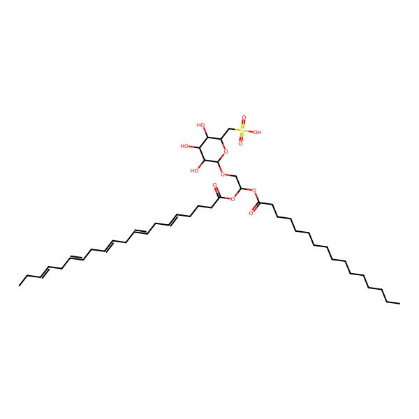 2D Structure of [6-(2-Hexadecanoyloxy-2-icosa-5,8,11,14,17-pentaenoyloxyethoxy)-3,4,5-trihydroxyoxan-2-yl]methanesulfonic acid