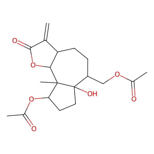 2D Structure of [(3aS,6R,6aR,9S,9aS,9bR)-9-acetyloxy-6a-hydroxy-9a-methyl-3-methylidene-2-oxo-3a,4,5,6,7,8,9,9b-octahydroazuleno[4,5-b]furan-6-yl]methyl acetate
