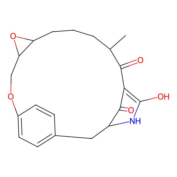 2D Structure of (3R,8S,12R,14R)-5-hydroxy-8-methyl-13,16-dioxa-4-azatetracyclo[15.2.2.13,6.012,14]docosa-1(20),5,17(21),18-tetraene-7,22-dione