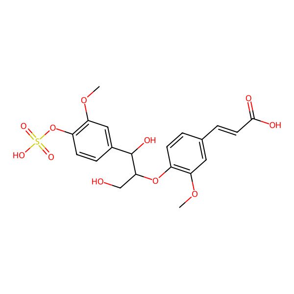 2D Structure of (2E)-3-[4-({1,3-dihydroxy-1-[3-methoxy-4-(sulfooxy)phenyl]propan-2-yl}oxy)-3-methoxyphenyl]prop-2-enoic acid