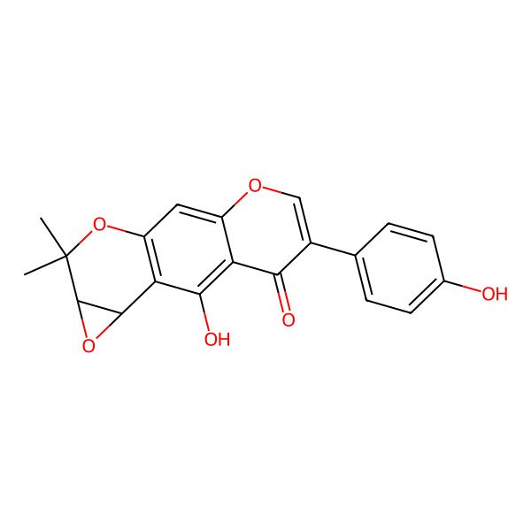 2D Structure of (11R,13R)-9-hydroxy-6-(4-hydroxyphenyl)-14,14-dimethyl-4,12,15-trioxatetracyclo[8.5.0.03,8.011,13]pentadeca-1(10),2,5,8-tetraen-7-one
