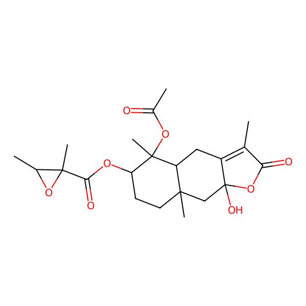2D Structure of [(4aR,5S,6S,8aR,9aS)-5-acetyloxy-9a-hydroxy-3,5,8a-trimethyl-2-oxo-4,4a,6,7,8,9-hexahydrobenzo[f][1]benzofuran-6-yl] (2S,3S)-2,3-dimethyloxirane-2-carboxylate