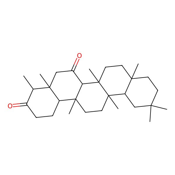 2D Structure of (4R,4aS,6aS,6aS,6bR,8aR,12aS,14aS,14bR)-4,4a,6a,6b,8a,11,11,14a-octamethyl-1,2,4,5,6a,7,8,9,10,12,12a,13,14,14b-tetradecahydropicene-3,6-dione