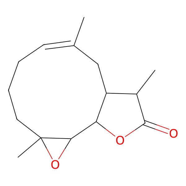 2D Structure of (8E)-4,9,12-trimethyl-3,14-dioxatricyclo[9.3.0.02,4]tetradec-8-en-13-one